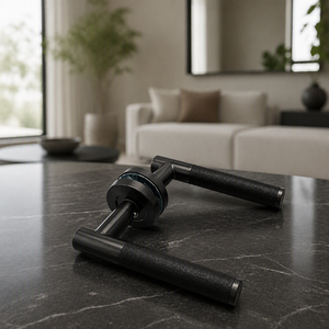 Poignée de porte fendue en acier inoxydable noir mat texturé en cuir antidérapant pour ensemble de serrures à levier de porte en <span class=keywords><strong>bois</strong></span> - Vente en gros - Product Image 6