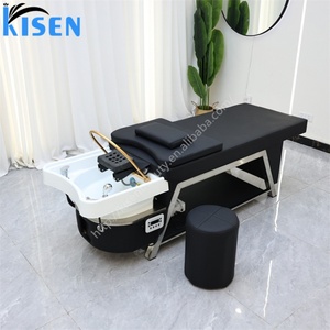 KISEN Lit de lavage capillaire de luxe japonais pour salon de beauté, avec fonction massage à l'huile et hydrothérapie pour spa capillaire, pour salon de coiffure et barbier - Product Image 1
