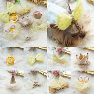 Accesorios para el Cabello de Mascotas, Gatos y Perros, Lindo Lazo para el Cabello de Princesa, Amarillo, Marzis, Yorkshire, FJ007 - Product Image 2