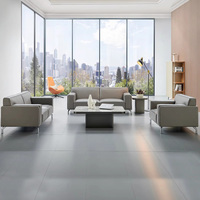 Conjunto de Sofás Modulares de Cuero para Oficina Comercial Moderna, Sofá Cama de 3 Plazas y Sillón para Sala de Estar