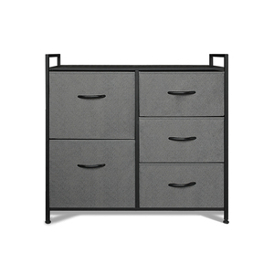 Armoires avec 5 tiroirs en tissu, commode, armoire de rangement pour chambre <span class=keywords><strong>à</strong></span> coucher, en métal noir, offre spéciale - Product Image 2