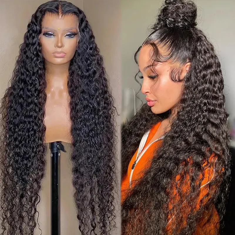 30 40 Inch Brazilian Raw Cutícula Alinhada Cabelo Full HD Lace Frontal Peruca Deep Wave 13X4 Lace Front Cabelo Humano Perucas Para Mulheres Negras