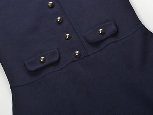 OUDINA Nuovo Abito Elegante <span class=keywords><strong>in</strong></span> <span class=keywords><strong>Maglia</strong></span> <span class=keywords><strong>Blu</strong></span> con Collo Tondo, Maniche Lunghe e Fibbia Metallica per Donna, Autunno-Inverno - Product Image 6