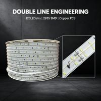 Bande lumineuse LED 120 LED 8MM 2835, 110V 220V, sans fil, double ligne, IP65, étanche, recouverte de PVC, éclairage extérieur