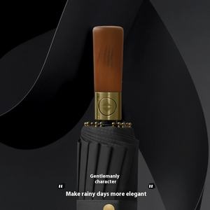 Paraguas de negocios con mango de madera completamente automático de 96 huesos, diseño inverso para hombres y mujeres, refuerzo de engrosamiento aumentado, viaje - Product Image 4