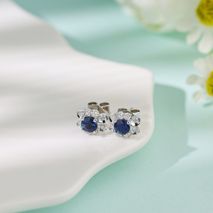 Pendientes de Zafiro con Forma de Flor Personalizados de Lujo, Oro Sólido de 18K, Diamantes Naturales, Chapados en Oro, Regalo de Compromiso para Novia - Product Image 3
