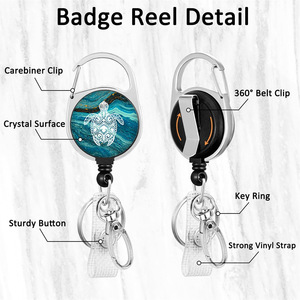 Amazonian sea turtle keychain with rotating back, name tag/<b>ID</b> card <b>holder</b>, easy-pull buckle set, available for wholesale. - Product Image 4