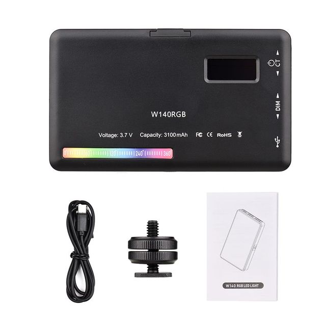 New W140RGB LED Video Light Rechargeable Photography Fill Light CRI95+ 2500K-9000K Dimmable LED Panel Atmosphere Light
