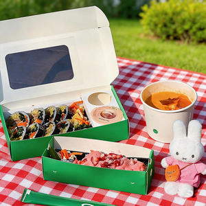 Caja de <span class=keywords><strong>Sushi</strong></span> Personalizada con Ventana Transparente, Envase de Papel para Llevar de Grado Alimenticio, Caja Bento para Almuerzo, para Restaurante, Catering y Entrega a Domicilio - Product Image 3