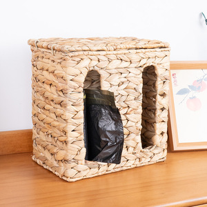 Panier de rangement tissé Bobai, rectangulaire, couleur naturelle, à fixer au mur, boîte de rangement en rotin recouvert, organisateur de bureau RZM-A01 - Product Image 4