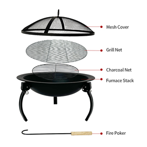 Regalo di festa in stile moderno giardino ciotola del fuoco portatile gambe pieghevoli campeggio barbecue Grill pozzo del fuoco con la copertura - Product Image 5