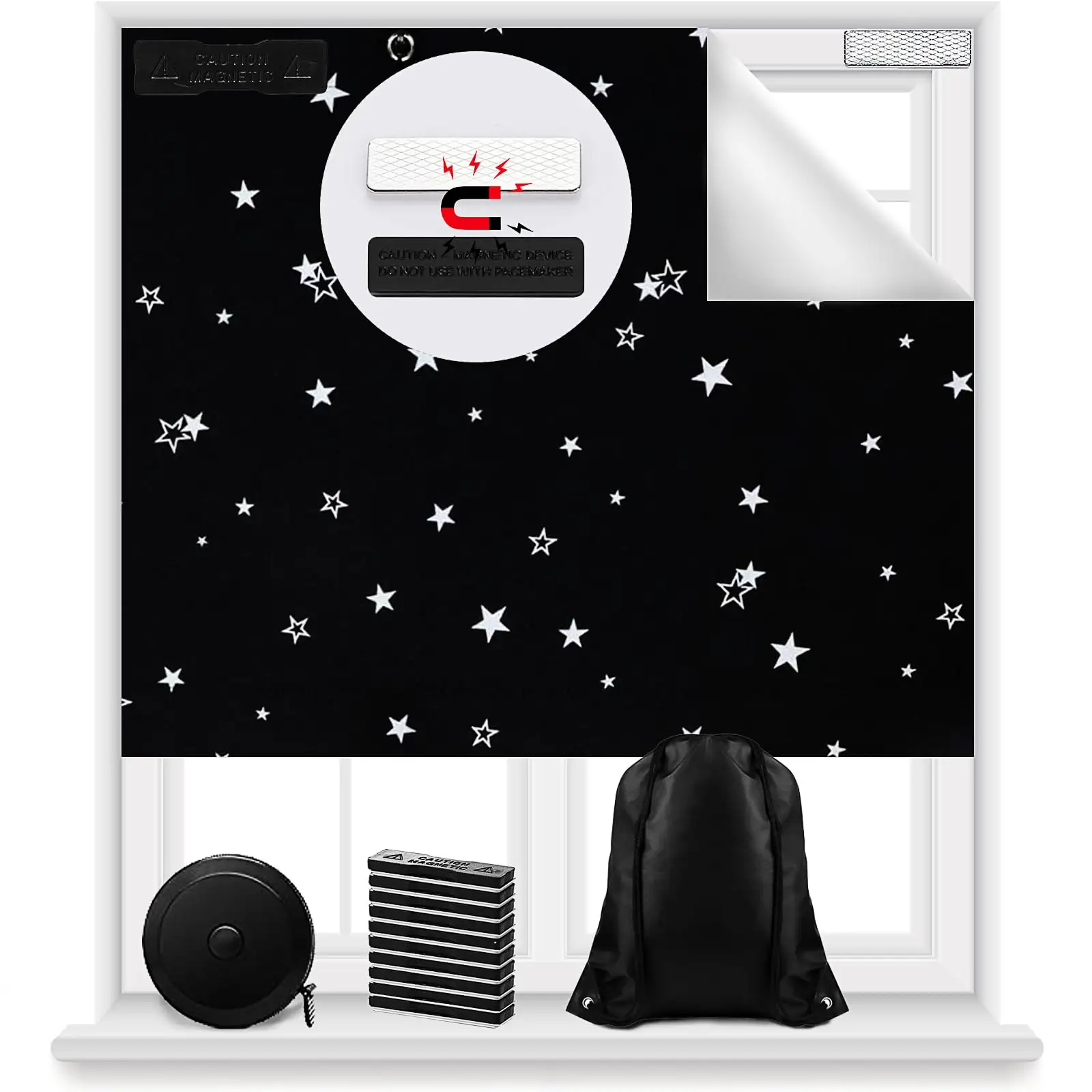 Cortina blackout magnética 100% portátil para janelas, cortina blackout para berçário de crianças e bebês