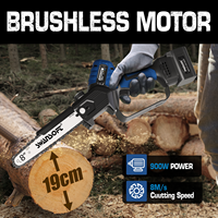 Mini tronçonneuse sans fil de 8 pouces, tronçonneuse électrique portative pour utilisation d'une seule main, élagage de jardin, coupe de bois avec verrou de sécurité