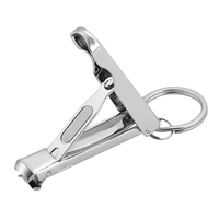 Porte-clés portable JM personnalisé en acier inoxydable robuste avec lime à ongles et coupe-ongles – Outil de manucure domestique