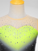 Robe de patinage artistique pour filles, avec strass en forme de cœur, corsage en maille nude et jupe en mousseline, pour compétition et spectacle, personnalisable