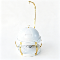 QY - Recipiente Redondo de Lujo para Calentar Alimentos, 8L, Acero Inoxidable, Mármol/Blanco/Negro/Dorado, para Hoteles de Alta Gama, Bodas y Catering