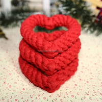 Amour forme saint valentin coton jouets noël rouge en forme de coeur noeud corde chien jouet à mâcher