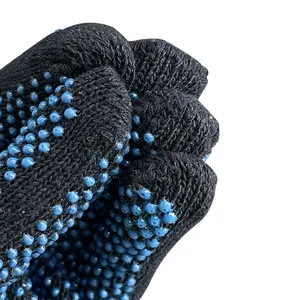 ถุงมือลายจุด PVC สองด้านกันลื่นแบบจีนถุงมือจุดสีน้ำเงินถุงมือทำงานแบบมีจุดสำหรับอุตสาหกรรม