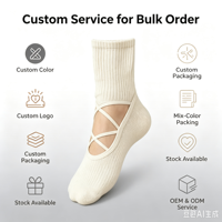 Chaussettes de danse et de fitness pour femmes, à tricot doux, avec sangles croisées creuses et effet empilé, couleur et logo personnalisables