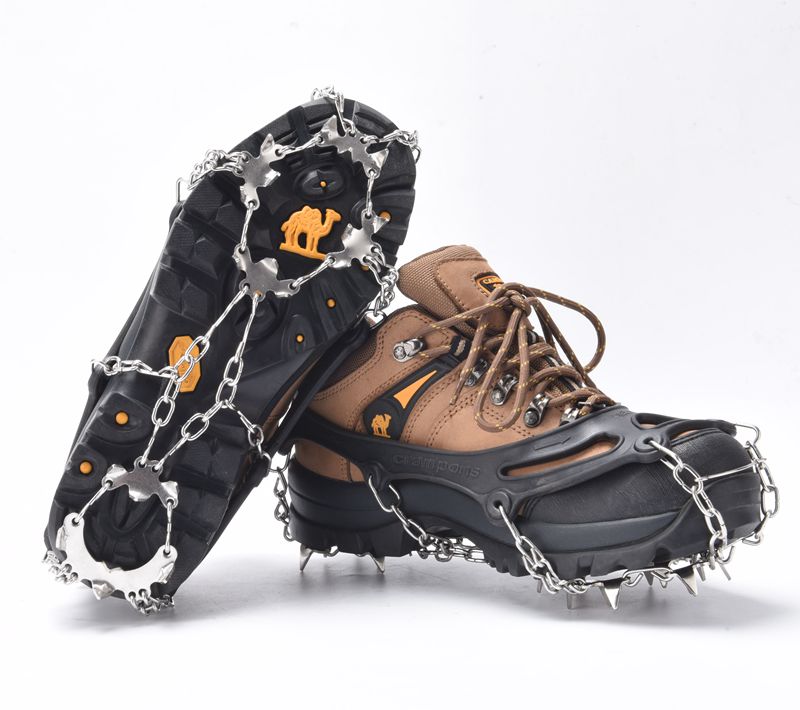 High quality Ice Snow Grips Cleats Shoes Grips Anti Slip 19 Teeth Stainless Steel Spikes Shoes Safe Protect Crampons