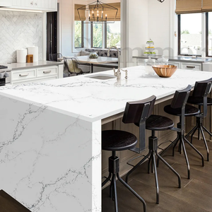 Carolina Carrara moderna losa de cuarzo Artificial venas negras para cocina Hotel Vanity Tops mesas hechas de piedra Artificial - Product Image 2