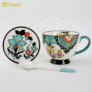 Elegante Tazza da Caffè Contemporanea in New Bone China con Piattino, Manico Spray Colorato, Regalo Aziendale Ecologico per Signore - Product Image 4