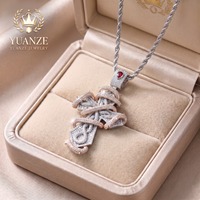 Pendentif Hip-hop de luxe en Argent S925 plaqué Or 18K, robuste, avec croix entièrement sertie, motif serpent enroulé, double couleur, motif épines, Moissanite