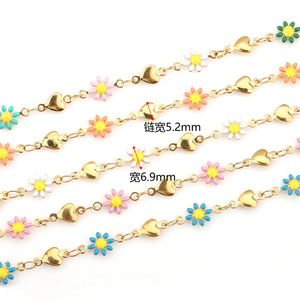 Cadena de acero inoxidable con dijes de corazón, suministros coloridos para la fabricación de joyas y proyectos de manualidades DIY - Product Image 2