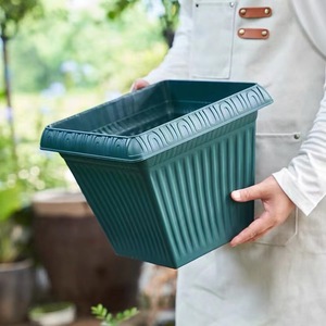 Pot de fleurs carré en résine nordique, grande taille, avec trou de drainage, pour balcon et jardin - Product Image 1