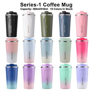 Gobelet à café <span class=keywords><strong>isotherme</strong></span> en acier inoxydable portable écologique de 12 oz et 17 oz <span class=keywords><strong>avec</strong></span> couvercle anti-fuite - Product Image 2