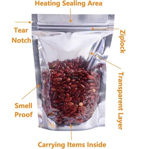 Đứng lên túi trong suốt mờ đục Ziplock bao bì túi nhôm lá Mylar Bạc Zip khóa aluminized hiển thị Túi cửa sổ - Product Image 3