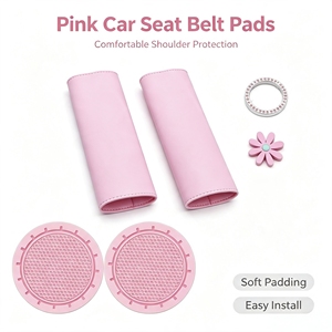 10 adet evrensel suni deri 38cm direksiyon kılıfı seti kadınlar için emniyet kemeri pedi bardak tutucu başlangıç ​​düğmesi etiketi - Product Image 4