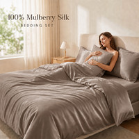 Vente en gros de linge de lit en soie de mûrier de luxe personnalisé pour la maison et l'hôtel, ensemble de 4 pièces