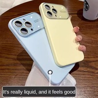 Étui de téléphone en silicone mat acrylique à grande fenêtre pour iPhone 15 14 13 2 Pro Max Plus Protection d'objectif de caméra Couverture d'origine