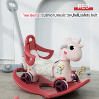 Petit cheval à bascule multifonction en plastique pour enfants, jouet de divertissement sportif pour aire de jeux, cadeau d'anniversaire, poussette pour 1-3 ans, vente en gros