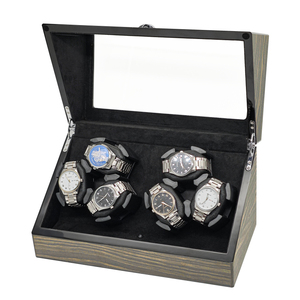 <span class=keywords><strong>Caja</strong></span> de Lujo para 6 <span class=keywords><strong>Relojes</strong></span> Automáticos con Motor Japonés Silencioso, Estuche de Madera de Sándalo Brillante Sensible a la Luz, Exhibidor de Boutique - Product Image 2