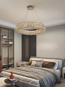 Đèn chùm pha lê K9 mạ vàng kiểu Bắc Âu thiết kế hiện đại <span class=keywords><strong>2025</strong></span>, đèn trần tròn hai lớp bằng sắt dành cho phòng khách, khách sạn - Product Image 3