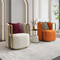 Fauteuil de salon moderne pivotant en velours avec cadre en métal doré durable et luxueux pour hôtel, salon, meubles