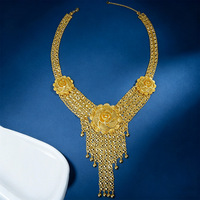 Kalung Rumbai Mawar Berlapis Emas 24K untuk Wanita, Rantai Klavikula Hip-hop Barat Kelas Atas, Perhiasan Fashion Mewah Ringan