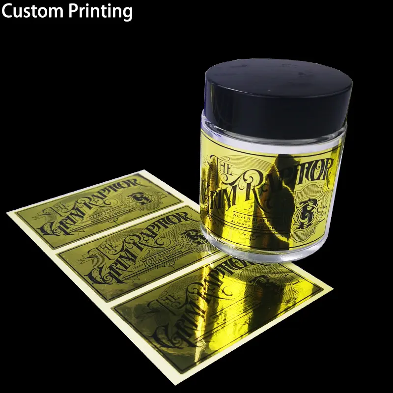 Custom Logo Brand Thank You Clear Gold Foil Hot Stamping 60ML Food Honey Jam Jar Bottle Private Labels Label Sticker Printing
