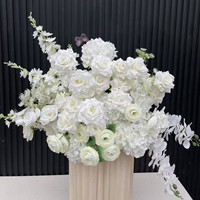 Boule de fleurs artificielles personnalisée PPS, blanche, pour centre de table de mariage, décoration de table pour événements de mariage