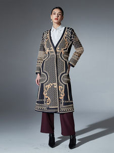 TWOTWINSTYLE Trench Designer <span class=keywords><strong>con</strong></span> Perle e Colori Contrastanti per Donne, Collo a V, Manica Lunga, Cappotto Elegante Formale, Abbigliamento Femminile alla Moda, Novità - Product Image 2