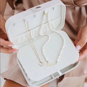 Portable Jewelry Organizer <b>Box</b> with Dual Layer Storage for <b>Earrings</b> Rings and Bracelets Light Blue Rectangle Design Travel bag - Product Image 2