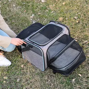 Expandable Outdoor Travel Wear Resistant Breathable Mesh Design Portable Dog Cat Carrier Bag For Pet Transportation And Sleep