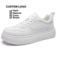 Baskets plateforme en cuir véritable pour hommes, décontractées, à semelle épaisse, respirantes, à lacets, pour la marche quotidienne, style skate