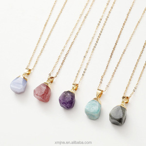 Ожерелье из натурального камня <span class=keywords><strong>Aliexprss</strong></span>, подвеска из грубого камня с кристаллами, ювелирные аксессуары, камень на день рождения - Product Image 4
