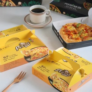 Caja <span class=keywords><strong>de</strong></span> Pizza Personalizada para Entrega en Motocicleta, Biodegradable, a la Moda, Color Fijo, Cartón Color Marfil, Caja para Empacar Alimentos - Product Image 1