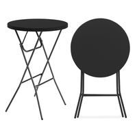 Table ronde de 32 pouces en plastique HDPE portable au design moderne pour les fêtes en intérieur et en extérieur