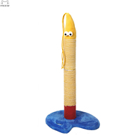 Jouet à gratter pour chat en forme de stylo, vertical, avec corde en sisal épaisse, base stable en bois et peluche, pour aiguiser les griffes, en carton