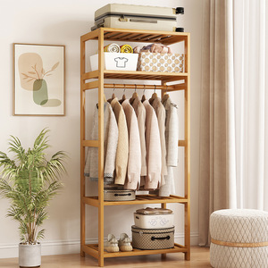 Simple floor-standing <b>clothes</b> <b>rack</b> for home use, a versatile bamboo storage <b>rack</b> for dressing rooms. - Product Image 2